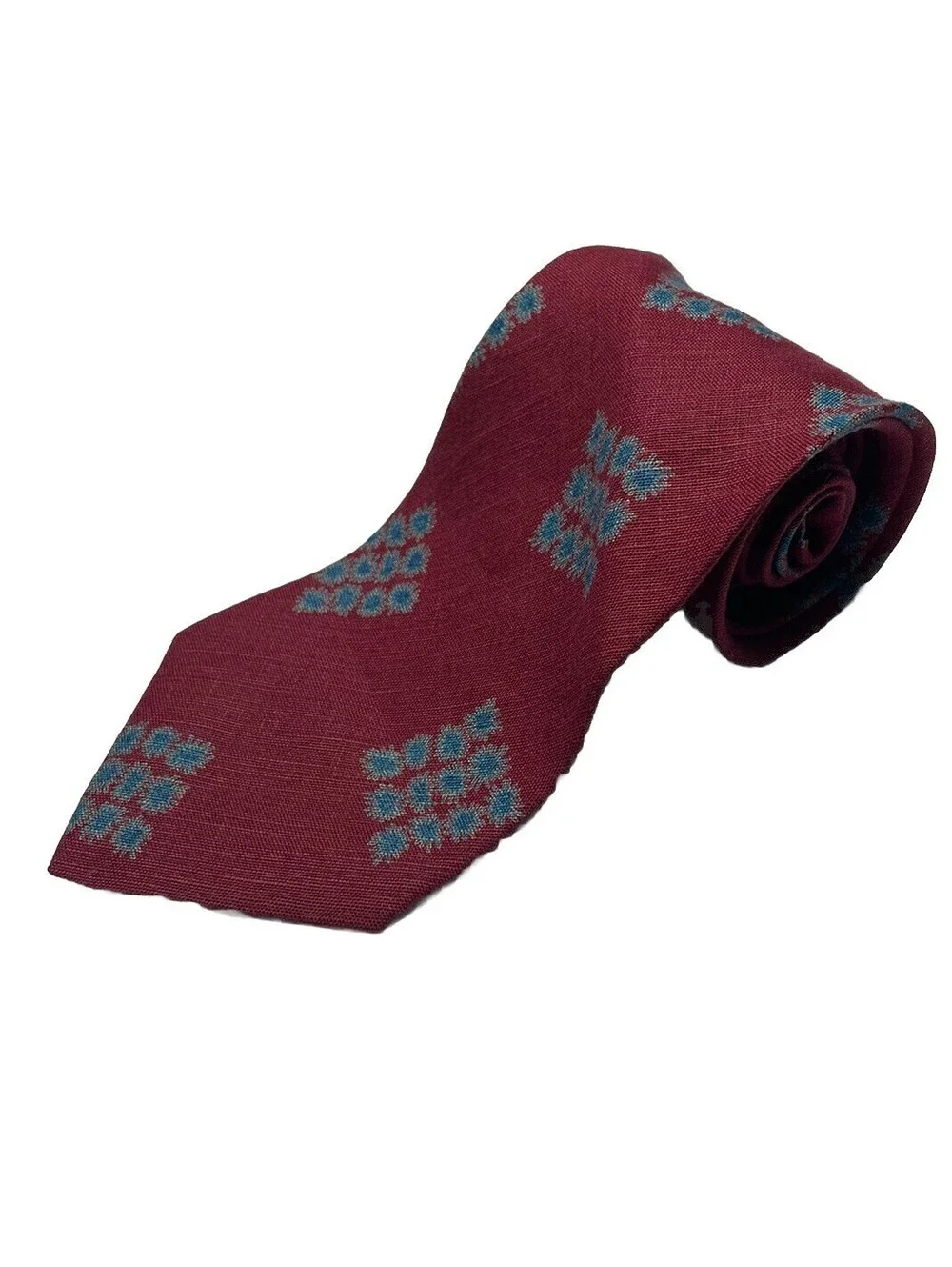 Giorgio Armani Authentic Cravatte Neck Tie 100% Lino Flax Lin Burgundy Italy